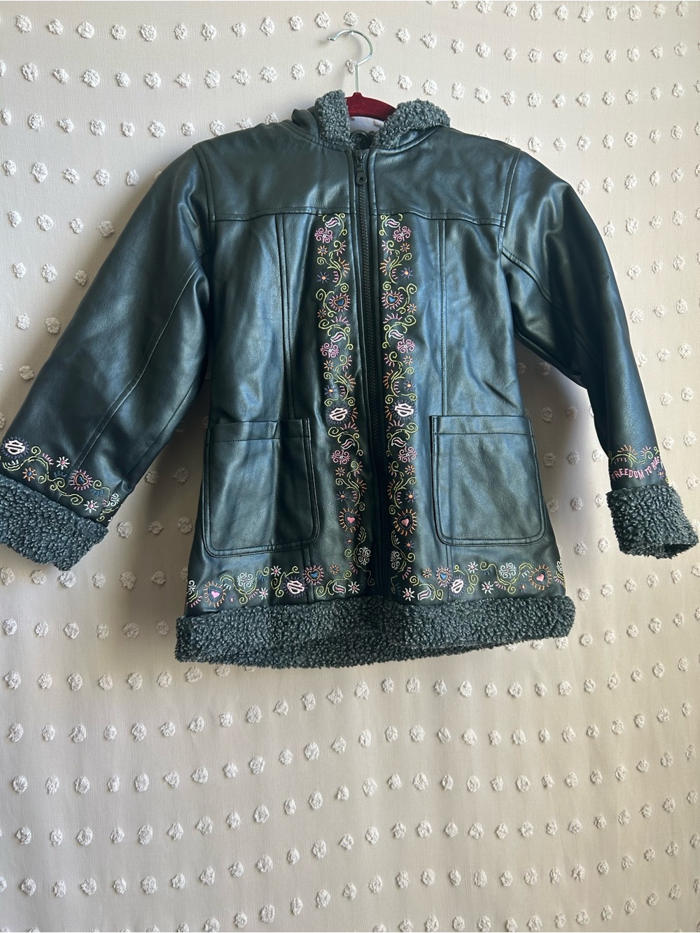 Harley Davidson Vintage Girls Faux Leather Sherpa Lined Jacket
